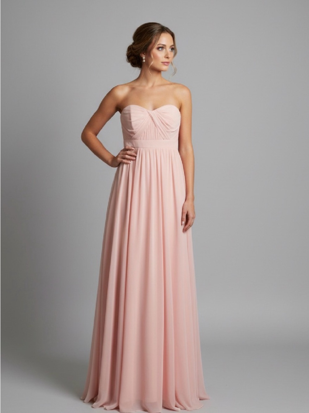 Strapless Blush Pink Chiffon Maxi Dress